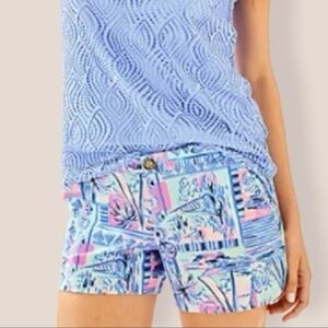 Lilly Pulitzer Adie Ruffle Pocket Stretch Short in Whisper Blue Yeah Buoy